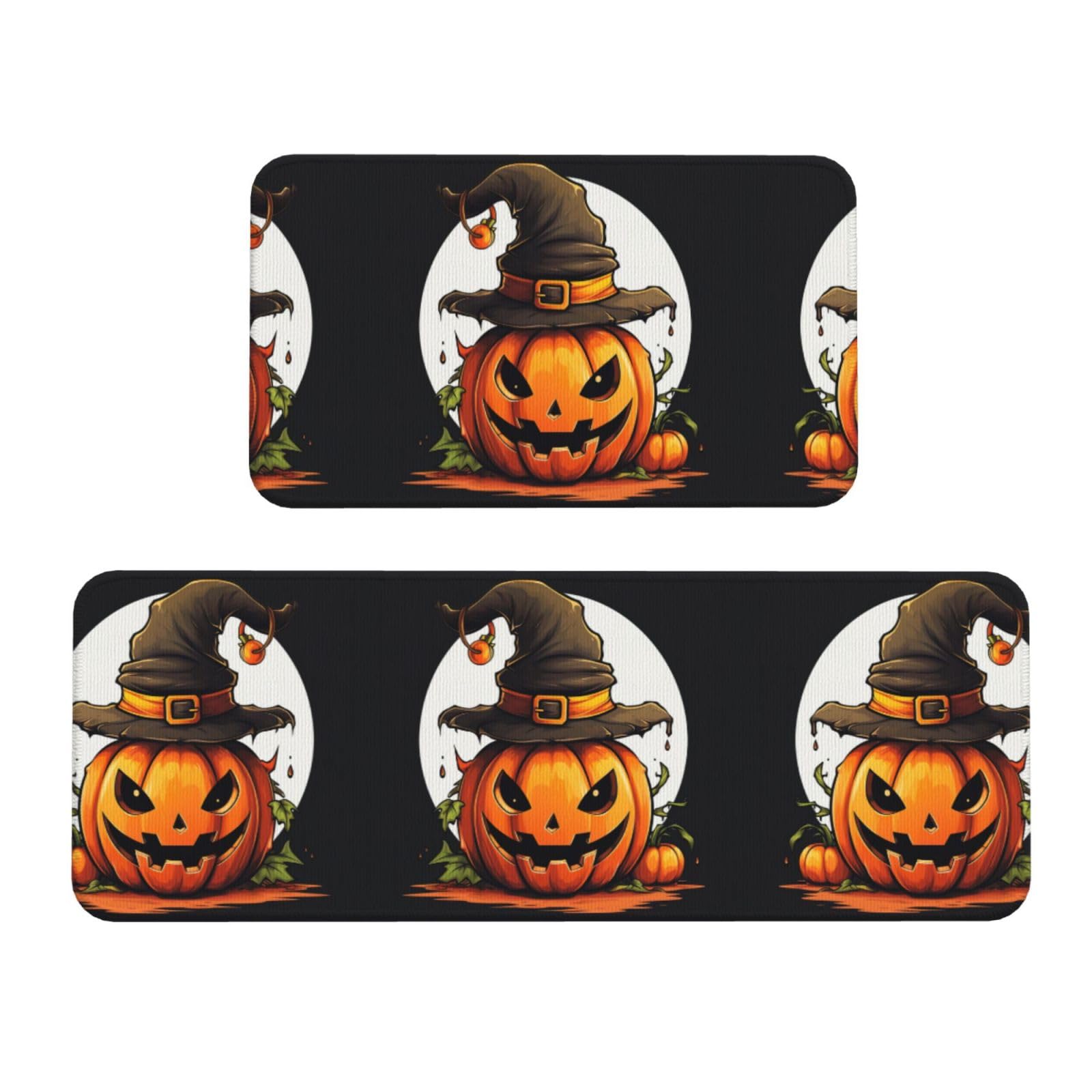 Tapis de cuisine antidérapants de sol lavables style citrouille d'Halloween pour bureau