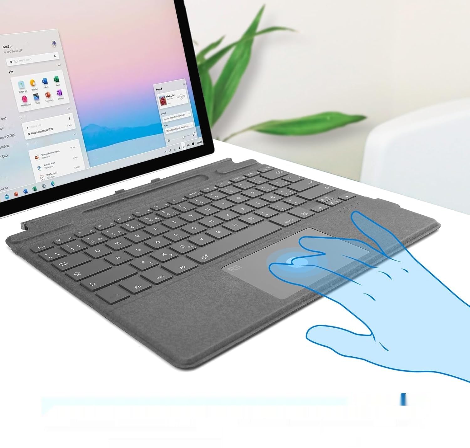 Rii SF108 Teclado Inalámbrico Bluetooth Magnétic para Microsoft Surface Pro Signature Teclado, Layout Español (Surface Pro 8/9/X)