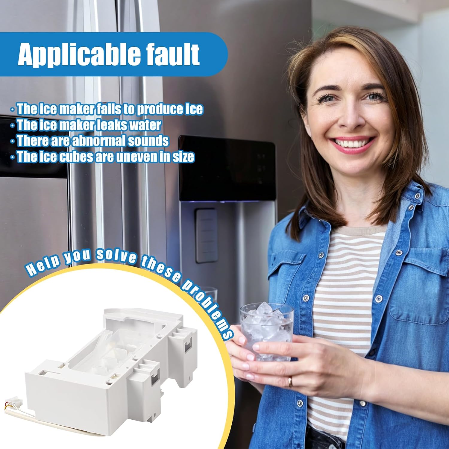 W10873791 Refrigerator Ice Maker Assembly Compatible with Whirlpool KitchenAid Maytag Kenmore Fridges Replaces Part Numbers W10760070 W10798411 AP6026347 PS11738120 W10847507 W11130444