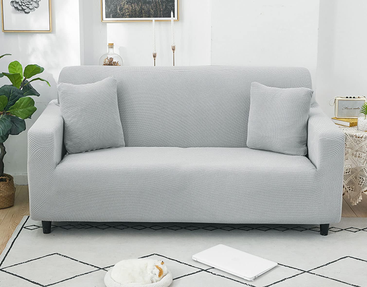 Housse de canapé jacquard de qualité supérieure, protection meuble 1 place