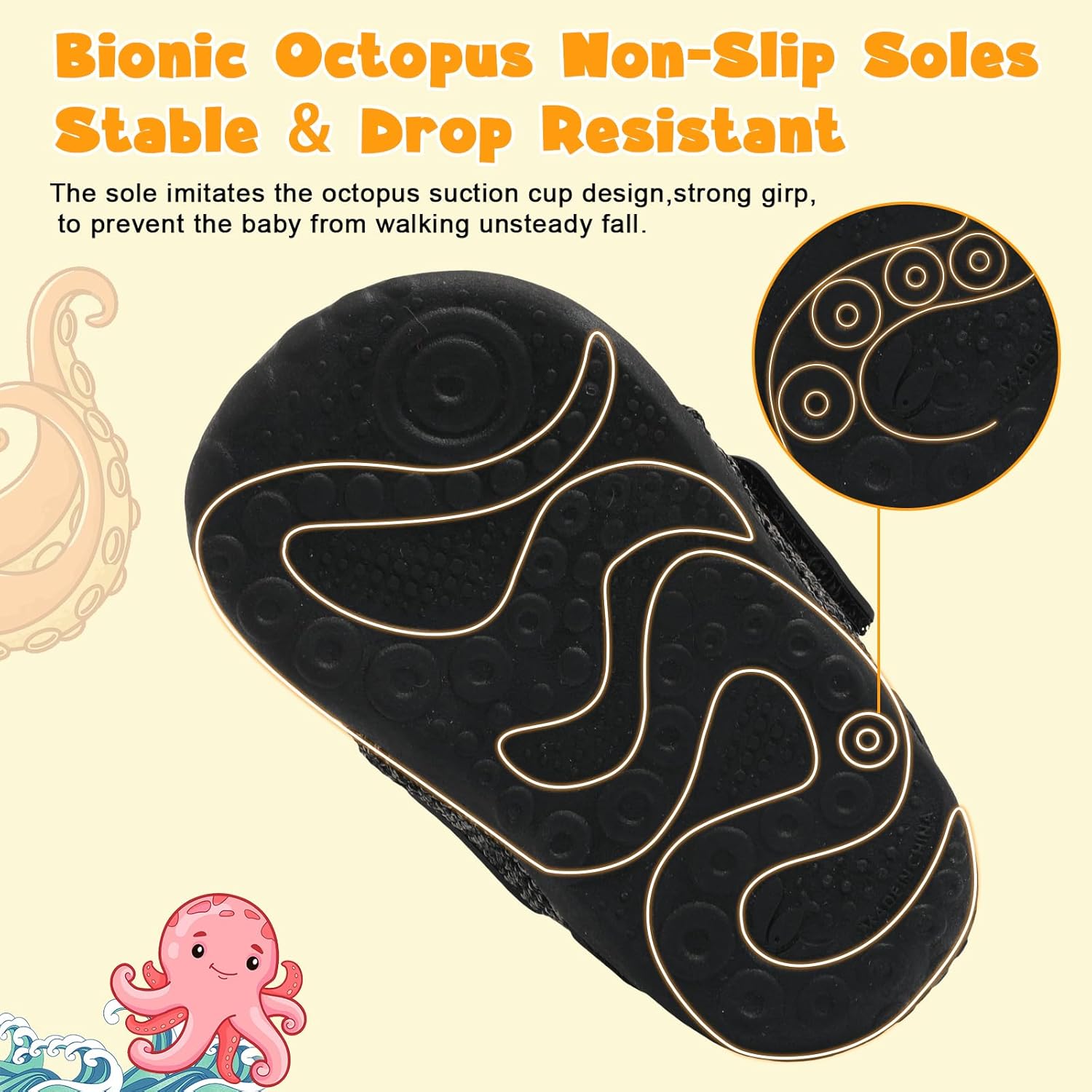 FEETCITY Baby Walking Shoes Wide Baby Shoes Boys Girls Infant Sneakers Crib Shoes Breathable Toddler Barefoot Shoes Slip On Shoes - Image 8