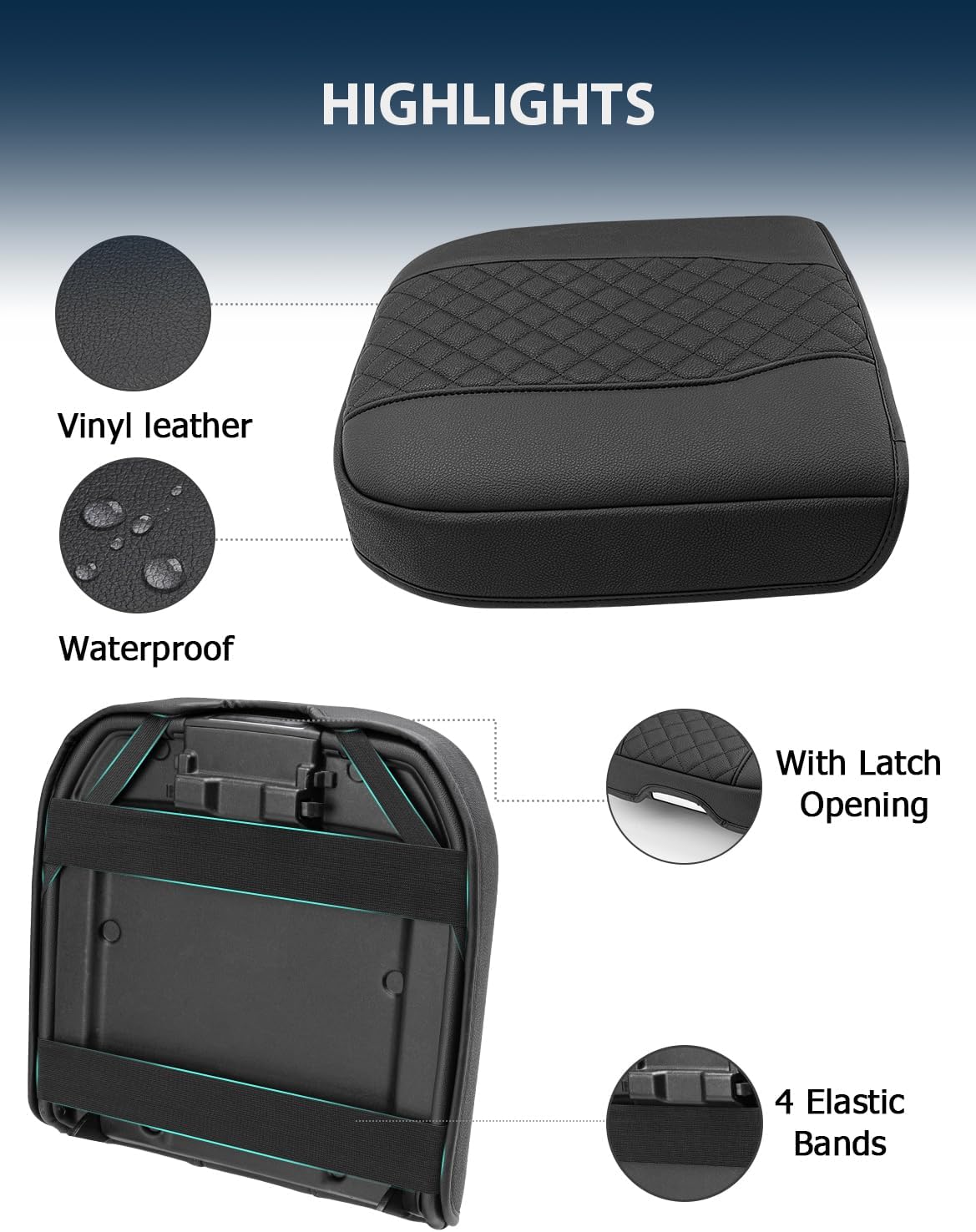 Center Console Cover for Chevy Silverado & GMC Sierra 1500 Accessories 2019-2026, Tahoe & Suburban & Yukon 2021-2026, Vinyl Car Armrest Protector, Floor Console Bucket Seat Only, Anti-Scratch, Black