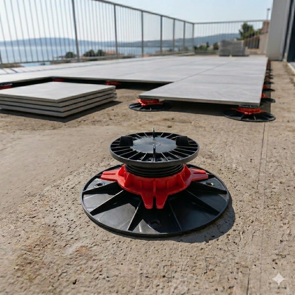 Stelzlager | Terrassenlager 40-60 mm Höhenverstellbar – Robustes Stelzlager für Fliesen Gehwegplatten & Steinplatten, | Plattenlager | Stellfuss | Unterkonstruktion für den Außenbereich (40)