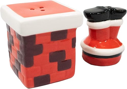 Miniatura 3 de Christmas Special Edition! Juego de salero y pimentero de cerámica (chimenea y patas de Papá Noel)