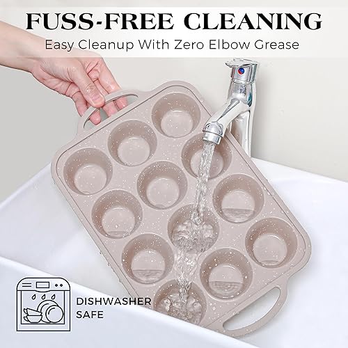 Miniatura 9 de Juego de 8 sartenes para hornear, juegos de utensilios de silicona para hornear con marco reforzado de metal, juegos de hornear apilables no tóxicos