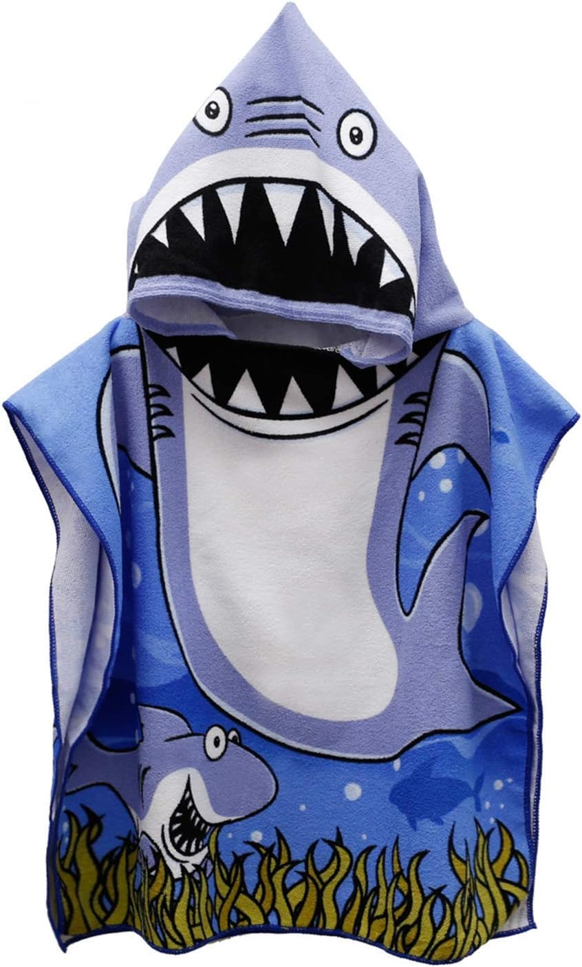 OHQ Toddler Hooded Beach Bath Towel Soft Swim Pool Coverup Poncho Cape For Boys Girls Kids Children 1-12 Years Old Bath Robe