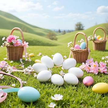 10PCS Simulation Egg White Plastic Fake Eggs DIY Easter Ornaments Painting and Realistic Egg Crafts for Party Home Decor