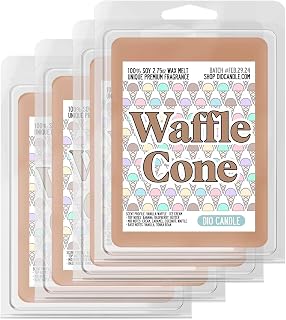 Waffle Cone Scented Wax Melts - Smells Like Vanilla Waffle - Ice Cream- 100% Naturally Vegan Soy and Premium Fragrance | Great Gift | Handmade in Denver, Colorado (4 Pack Wax Melts)