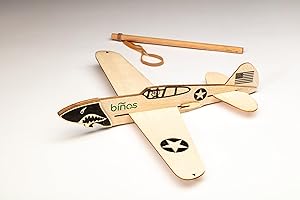 BINOS P40 Warhawk Historical Balsa Wood Airplane Glider