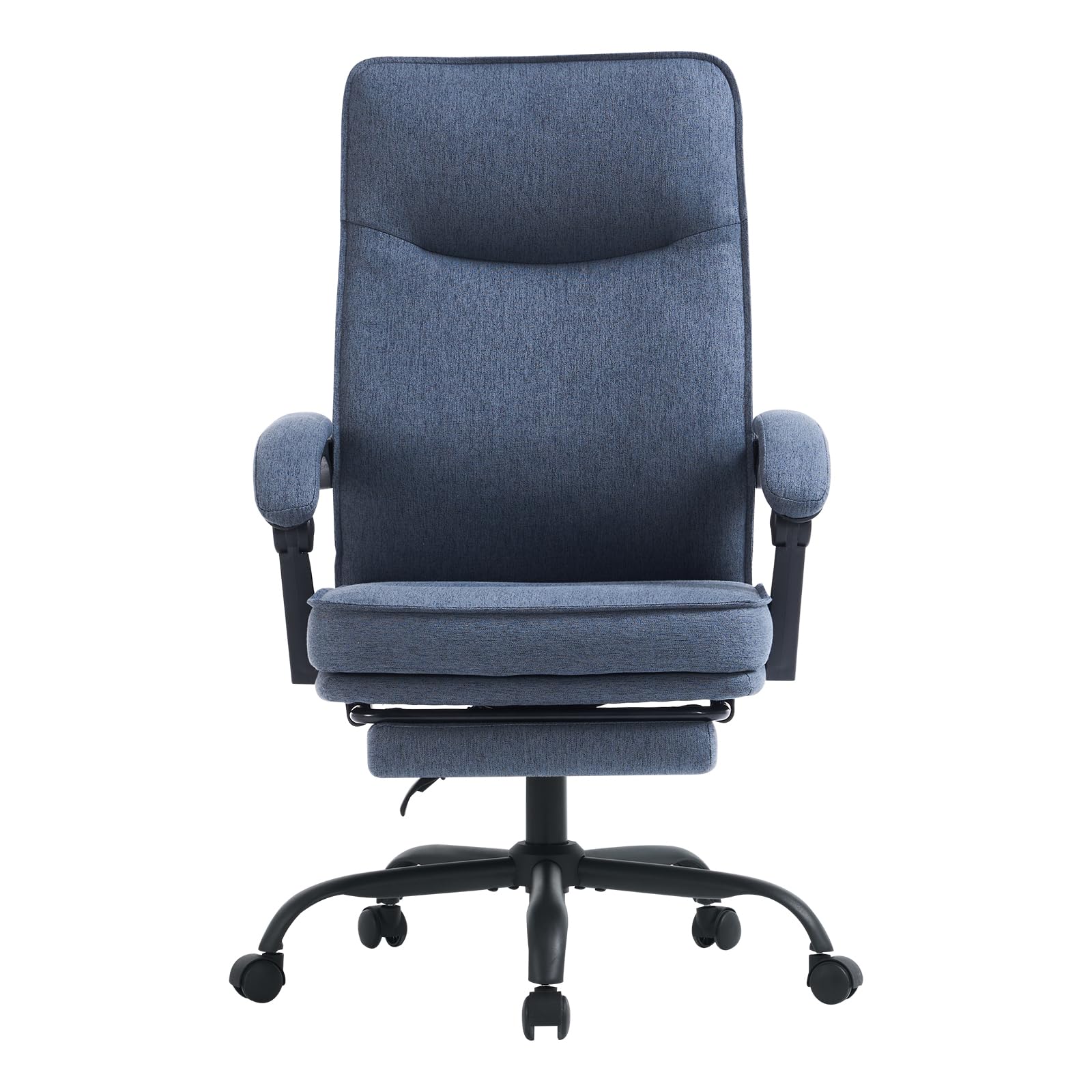 MZLEE - Sedia ergonomica da ufficio, da scrivania, poltrona direzionale, sedia da computer, con poggiapiedi e schienale regolabile, 90-135°, per casa, ufficio, blu navy, tessuto 150 kg