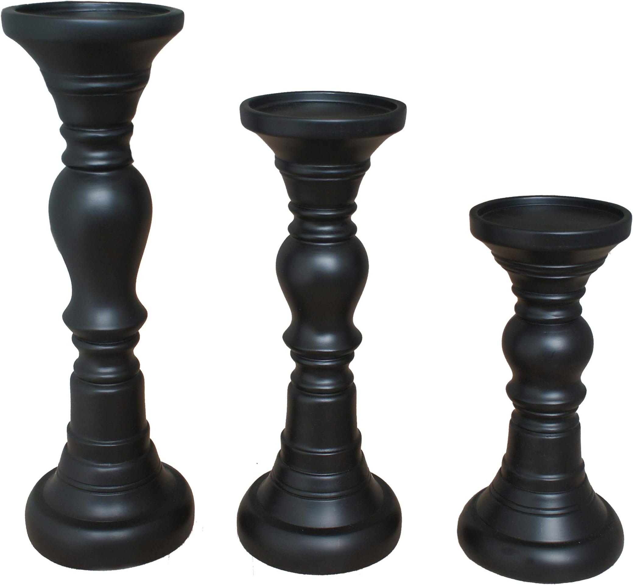 TIAAN's Set of 3 Resin Clasic Pillar Candle Holders - 12", 10", 8"