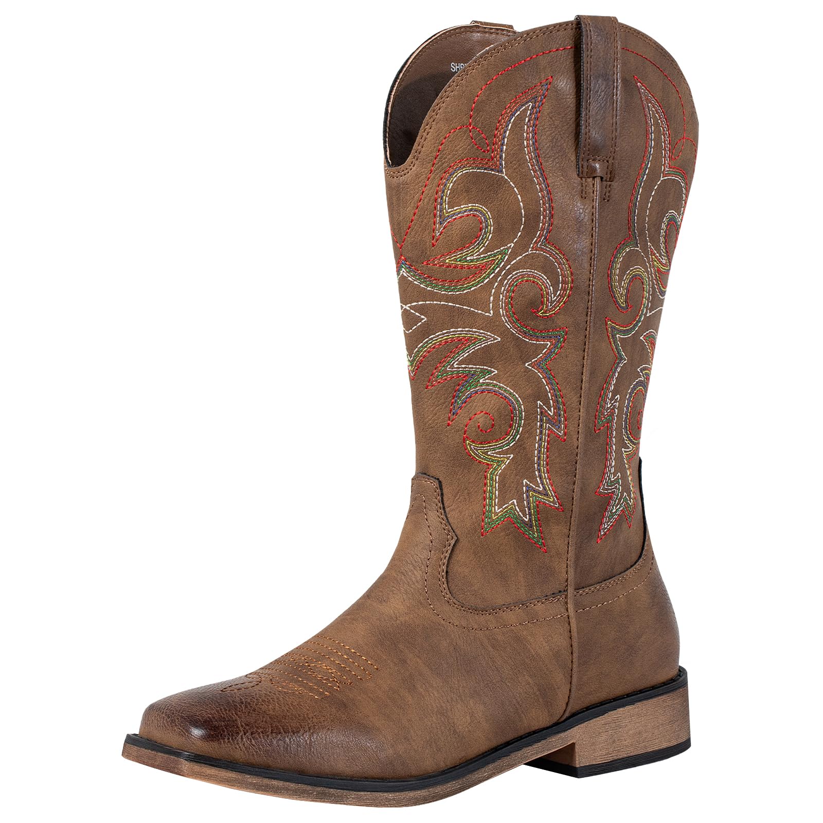 SheSole Damen Cowboystiefel Mit Blockabsatz Eckige Zehenkappe Frauen Western Boots