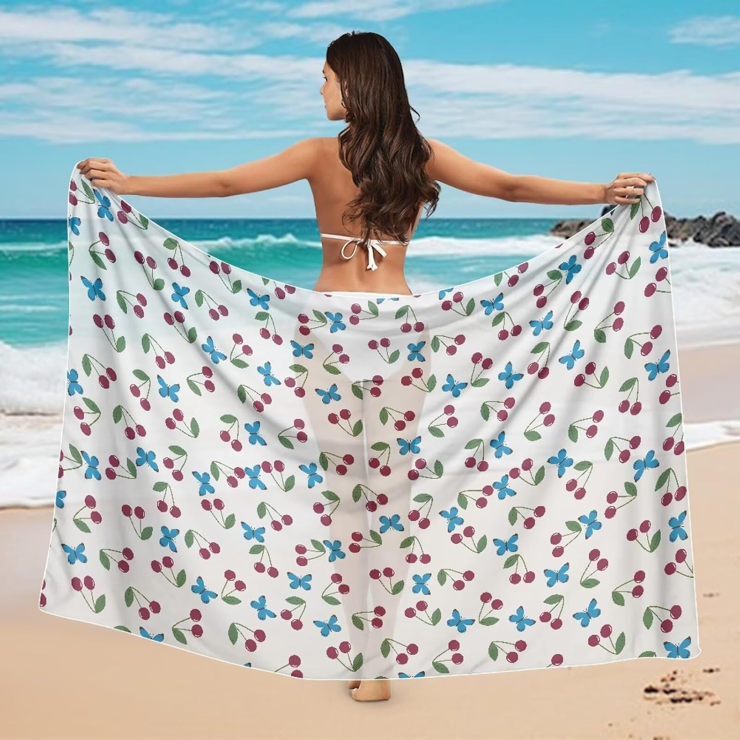 Women Sarong Swimsuit Coverups Chiffon Long Bikini Wraps Sheer Beach Bathing for Seaside Vacation