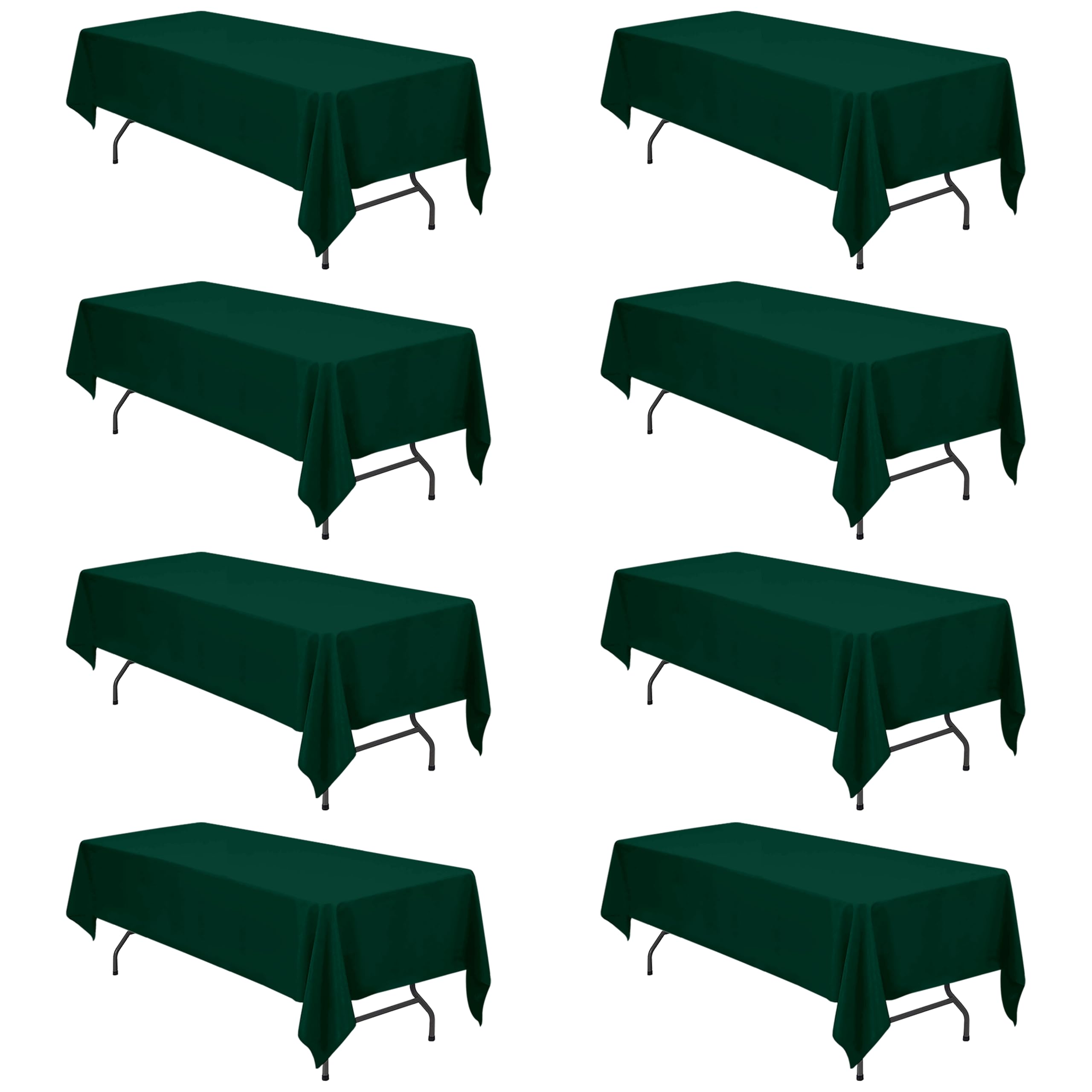 BRILLMAX 8 Pack Hunter Green Tablecloth 60x126 Inch for 8ft Rectangle Table