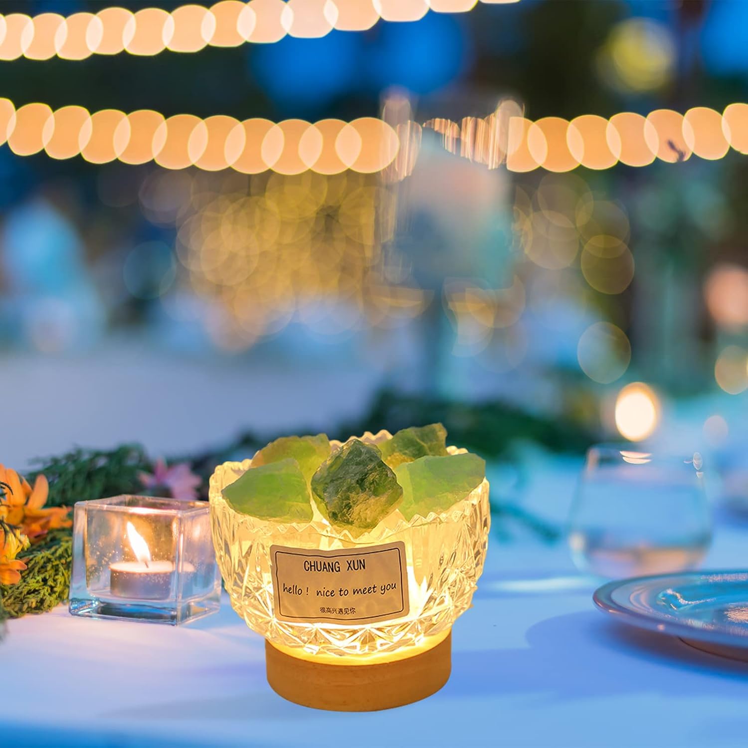 Sempoda Natural Crystal Salt Lamp Essential Oil Diffuser, USB Night Light with Healing Stones, Himalayan Salt Rock Lamp Aroma Diffuser for Stress Relief Meditation for Bedroom Office Home Decor