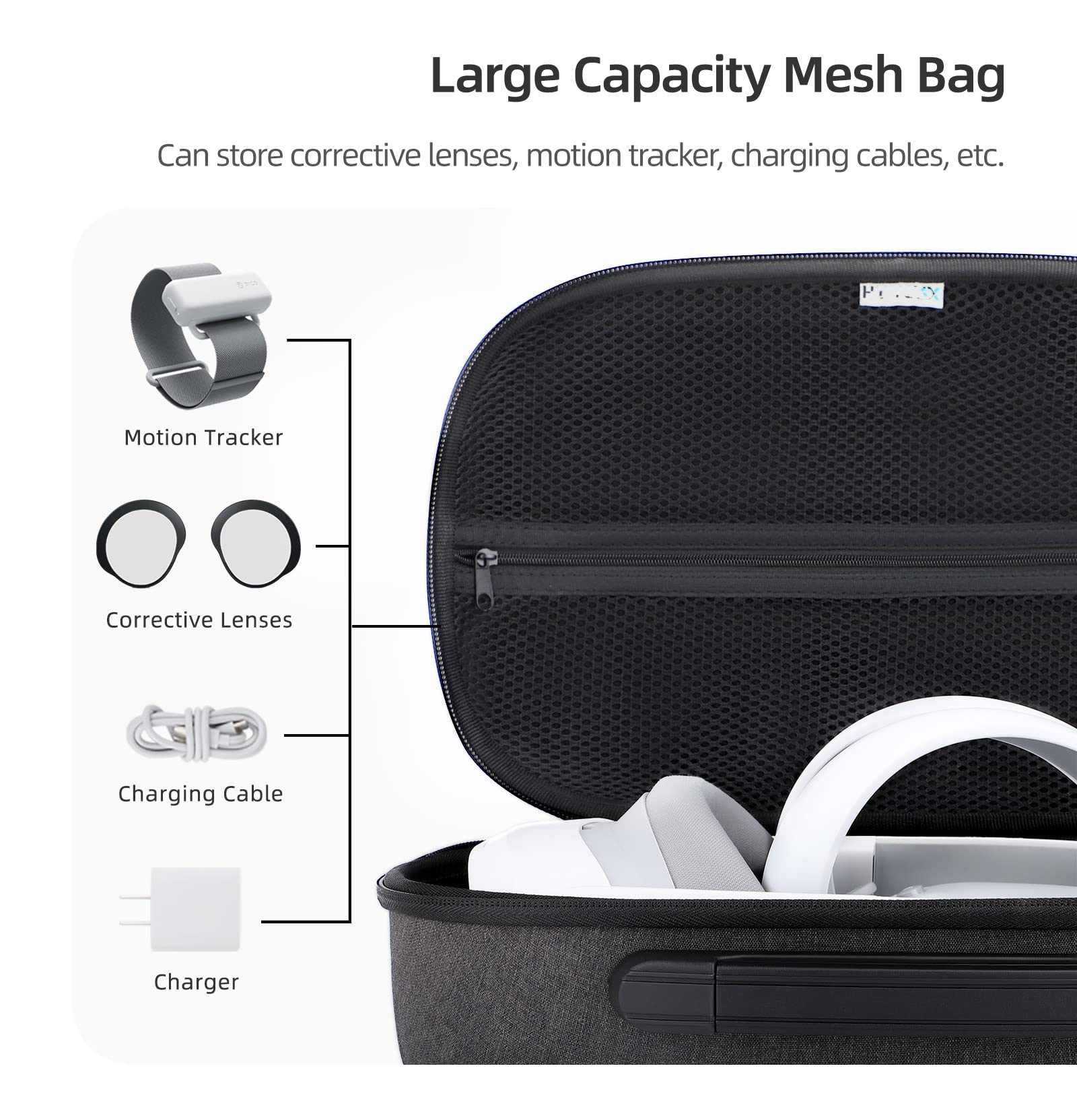 VR-Aufbewahrungstasche kompatibel für PICO 4, Tragetasche für VR-Gaming-Headsets, harte Reisebox für Virtual-Reality-Headsets, Controller-Kopf, schützende All-in-One-Koffertasche für VR-Brillen