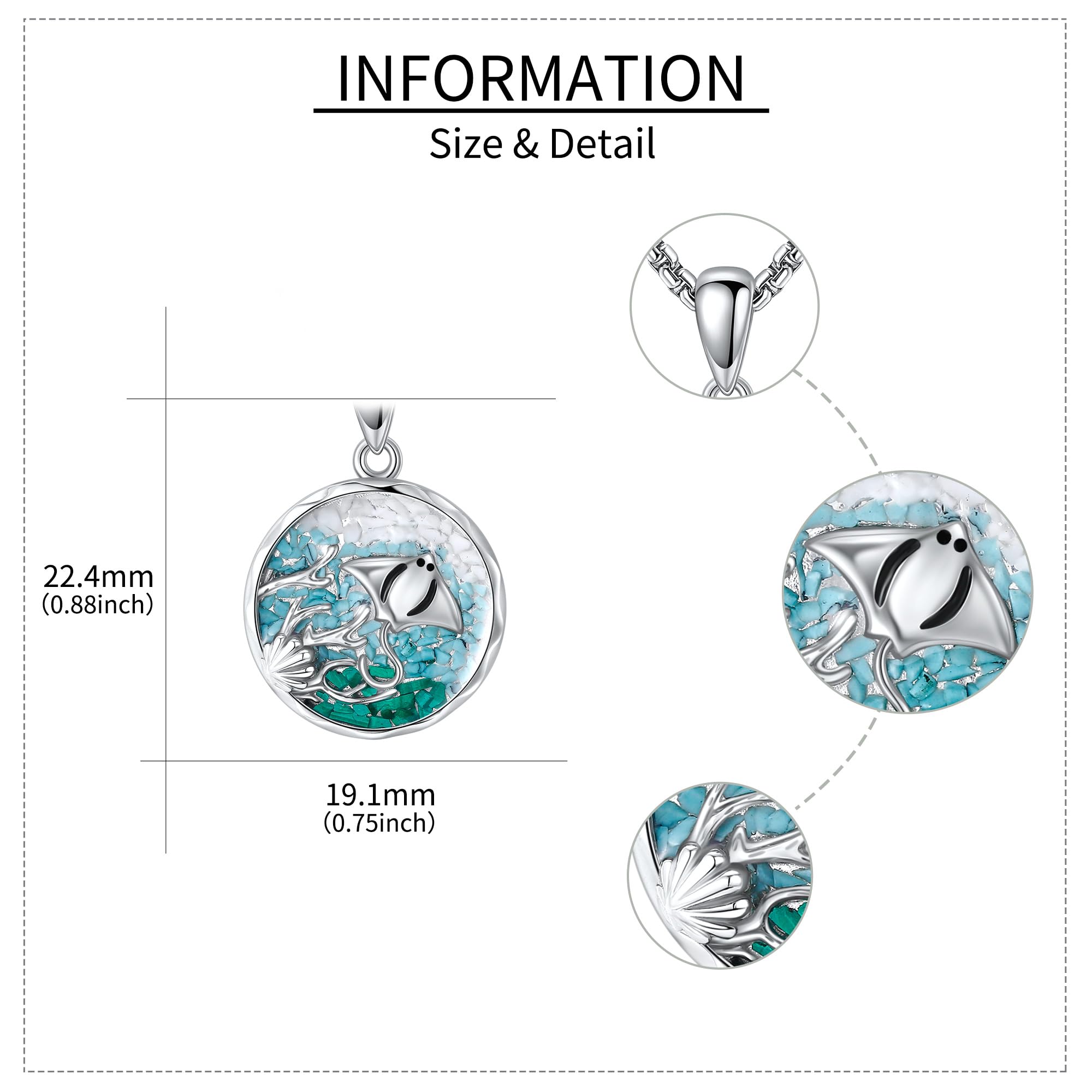 URONE Manta Collana in argento 925 Manta Rochen Ciondolo Manta Ray Gioielli Regali