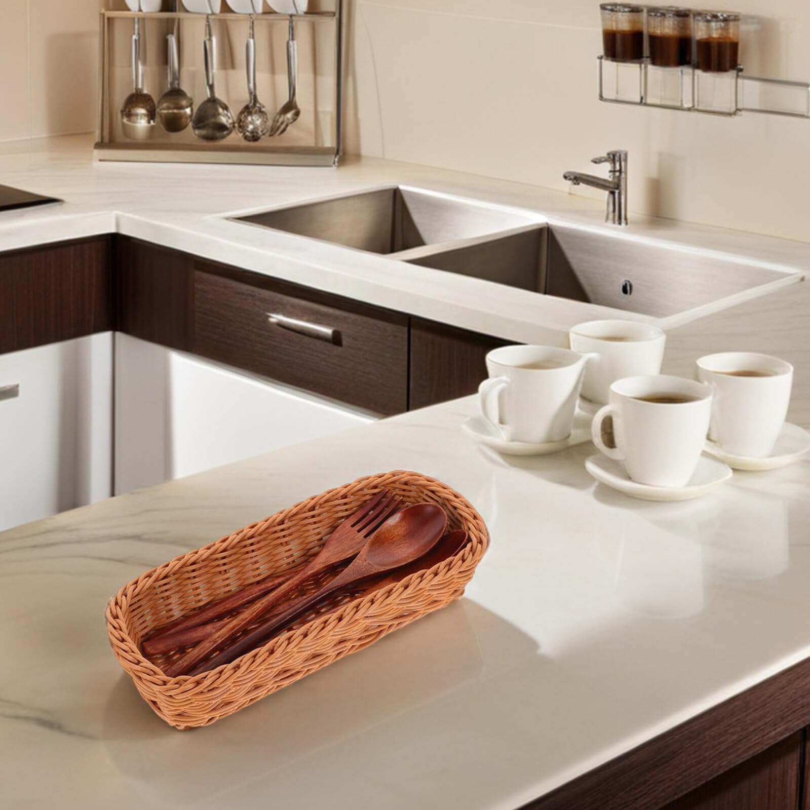 iplusmile Cesta de Almacenamiento de Plástico para Cubiertos, Organizador Reusable y Ligero para Cocina