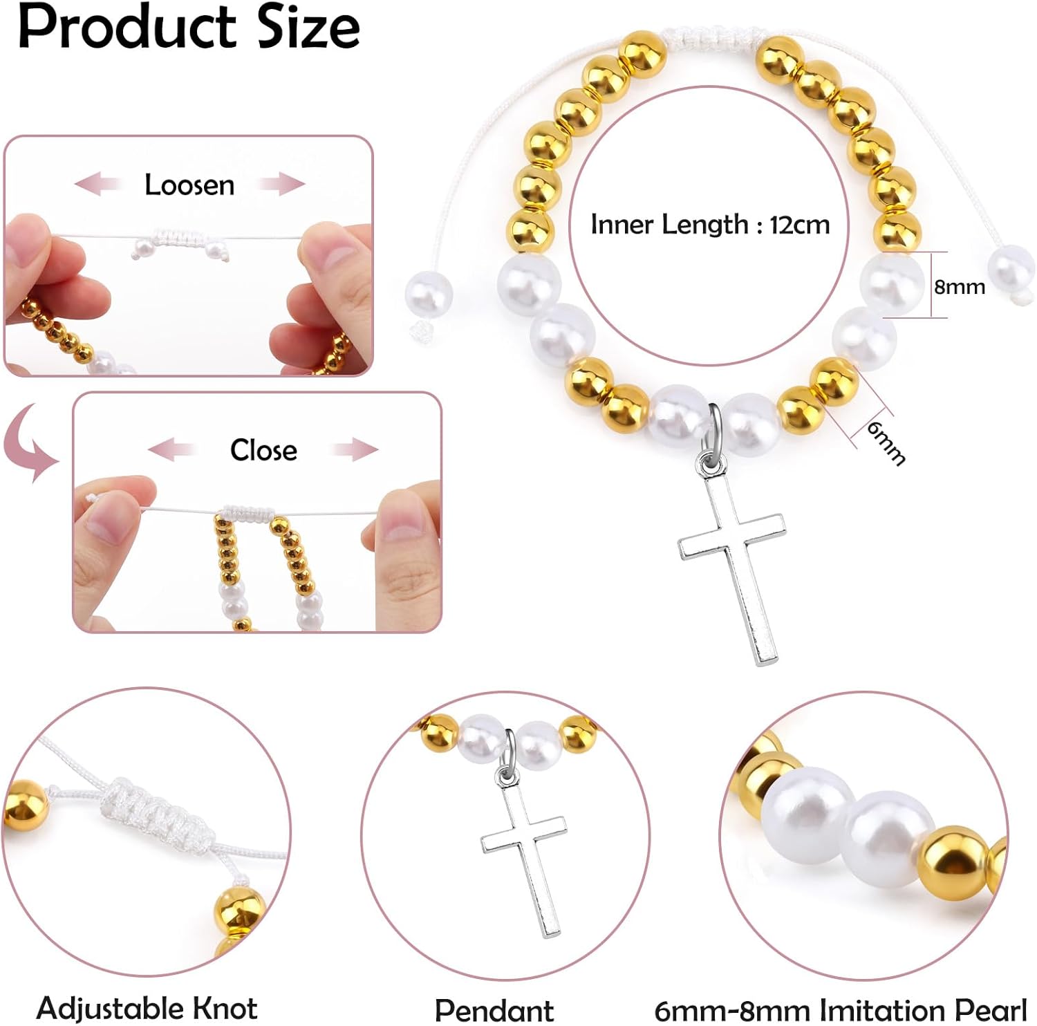 Mwphuy Baptism Bracelet Christian Religious Inspirational Gifts for Women Baptism Gifts for Daughter Granddaughter Sister Friend Niece Christian Bracelet Religious Christening Confirmation Gift - Image 2