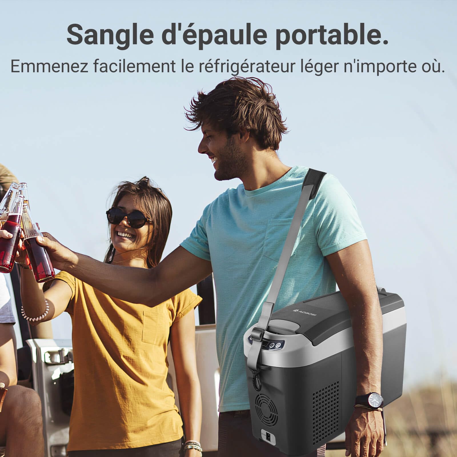 AAOBOSI Glaciere électrique 15L, 12/24V Réfrigérateur de Voiture à Compresseur, -20℃ à 20℃ Glacière à Compression, Frigo pour Voiture, Camion, Camping, Voyage