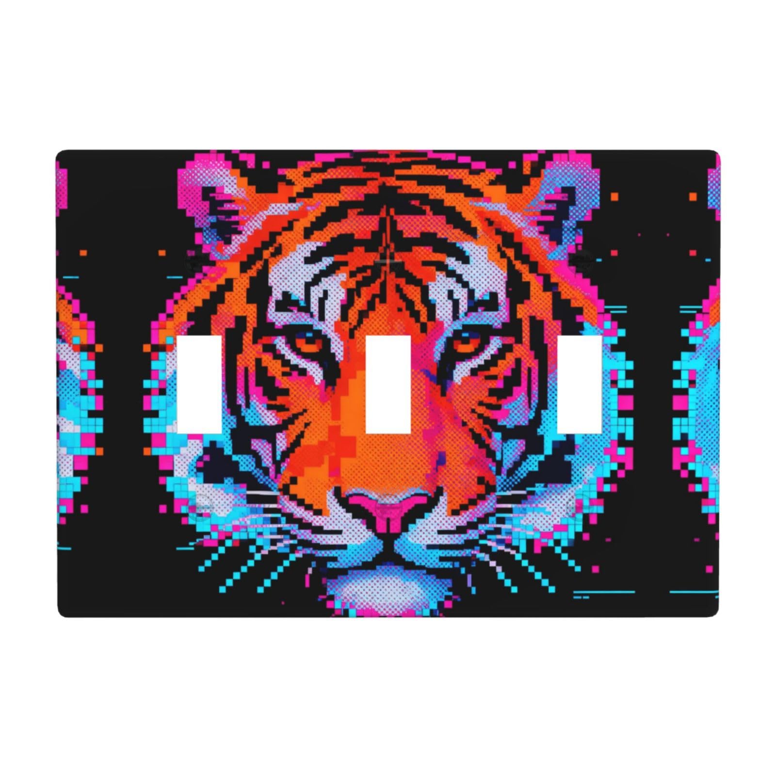 Tiger Head 3 Gang Switch Plate Cover-Unbreakable Polycarbonate Wall Plate, Heat Resistant Toggle Switch Decor for Home