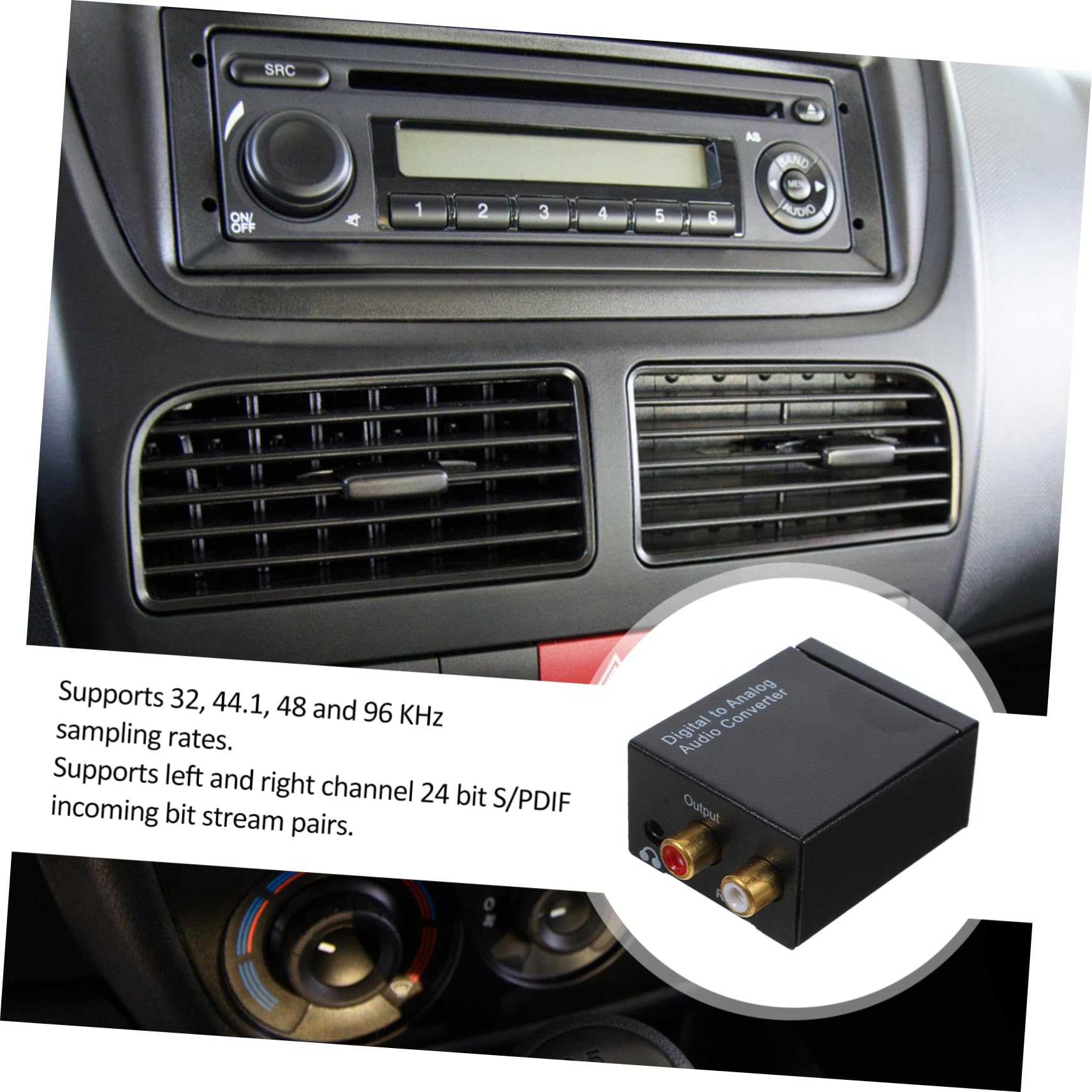 Gatuida Convertitore Audio Digitale da 3 Pezzi Segnale Coassiale Ad Analogico S/nessun Rumore Facile da Installare Nero