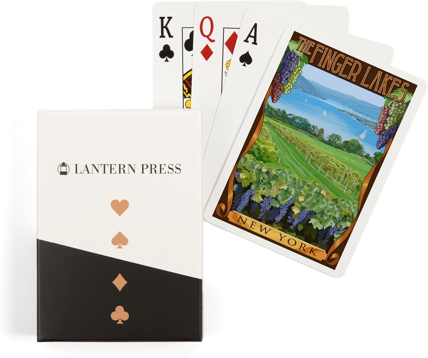 Lantern Press The Finger Lakes, New York, Vineyard Scene, 52 Playing Cards for Adults, Poker Size Card Deck
