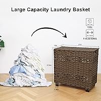 Vista 3 de OIAHOMY Cesta de lavandería con tapa, cesta de ropa de 140 litros con 3 bolsas extraíbles con forro, cesta plegable con tapa, cesta de mimbre
