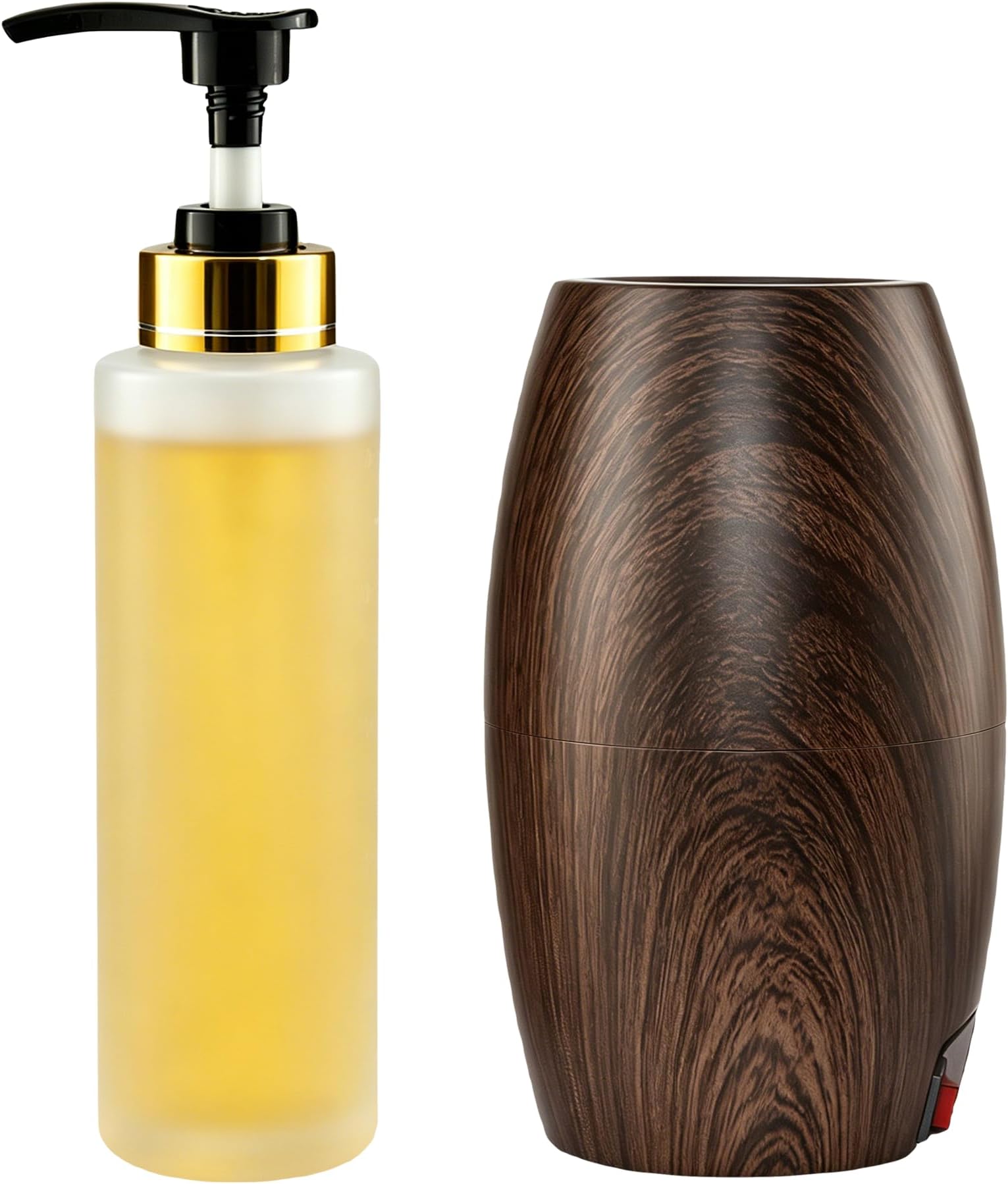 Elitzia Massage Oil Warmer Lotion Warmer 131°F Constant Temperature with Plastic Pump Bottles Massage Oil Heater for Creams Gels & Essential Oils ETOH843N (Nut Color)
