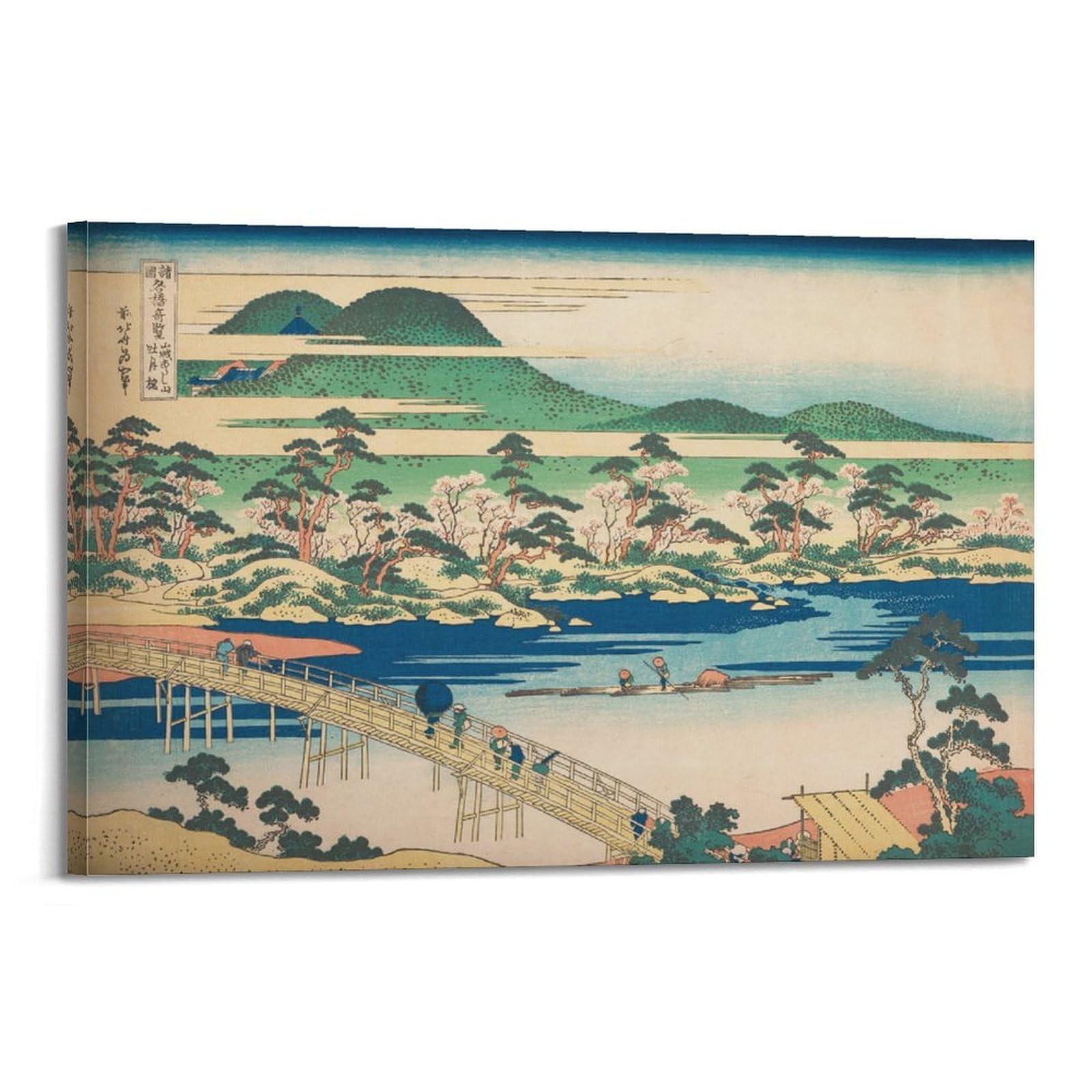 xiaoxiaoshen Hokusai Togetsu Bridge, Japanese Canvas Poster Wall Art Prints Room Aesthetic Murals Bedroom And Living Decorations 20x30inch(50x75cm)