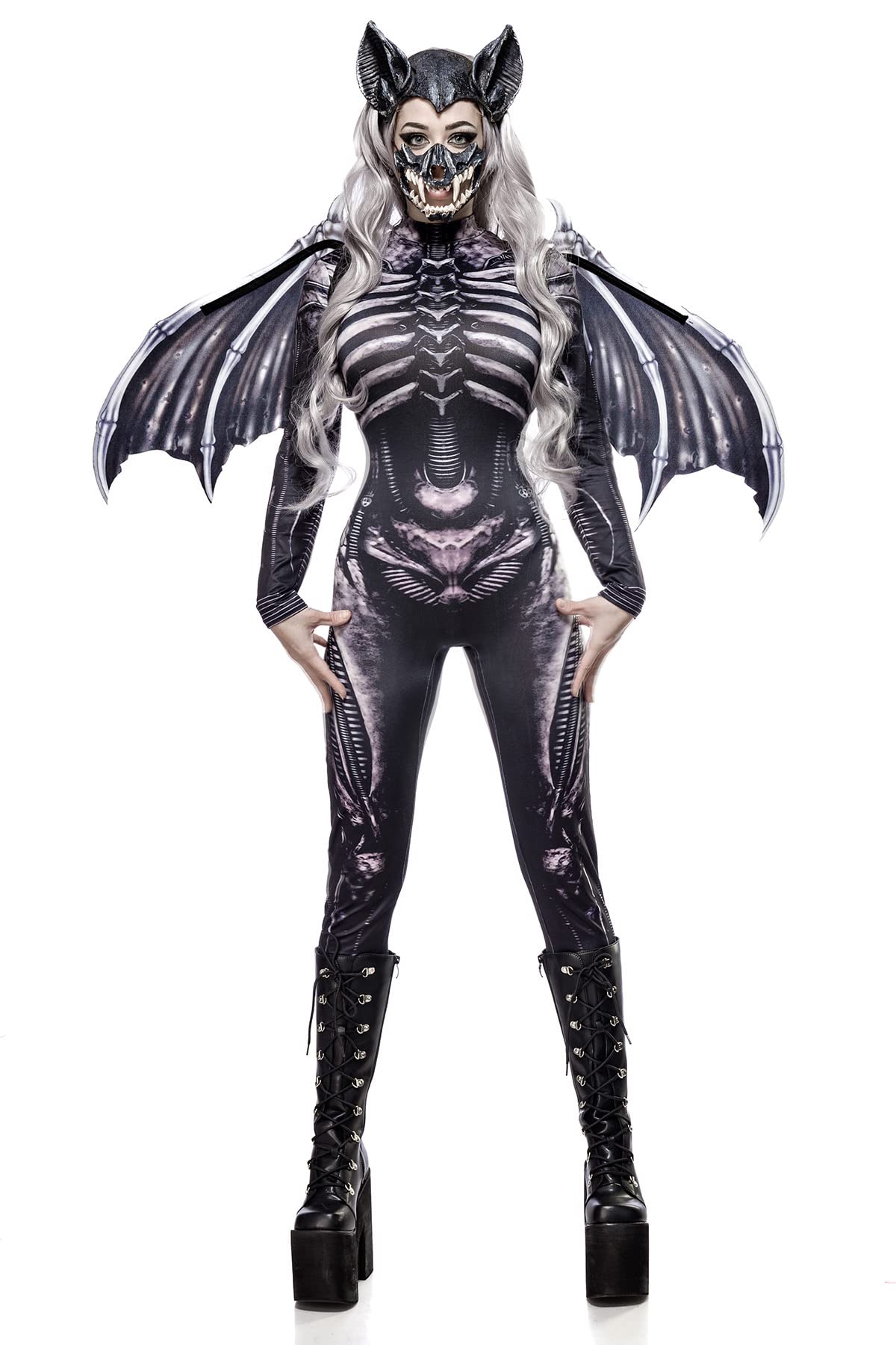 Skull Bat Lady kit complet L canevas strass haute définition - 6