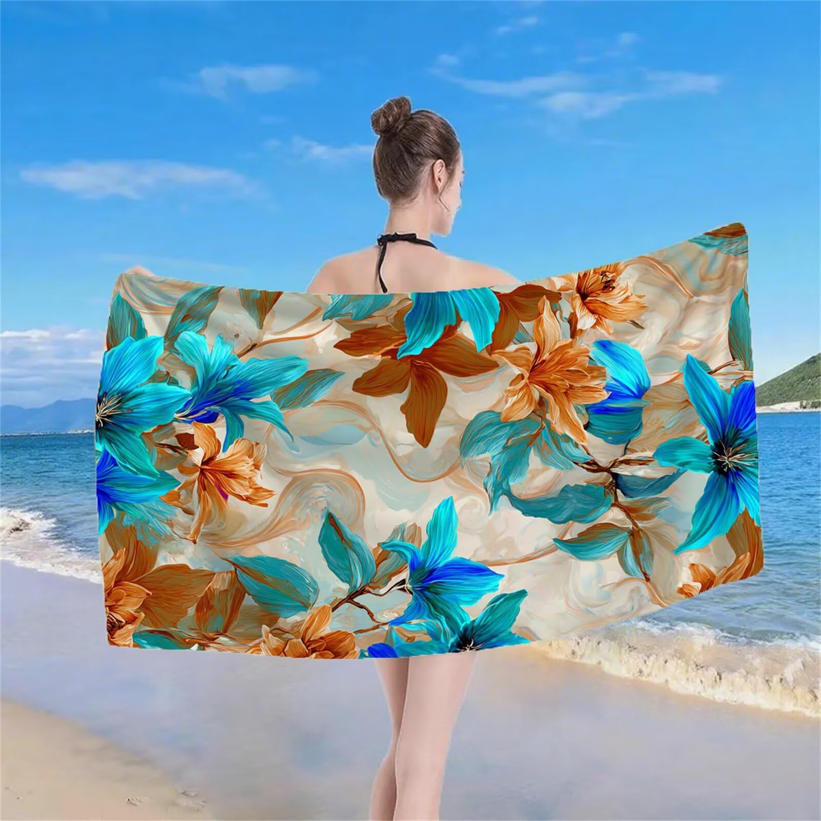 Strandtuch XXL, Microfaser Handtuch Groß 100x200 cm Stranddecke Sandfrei Reisehandtuch Schnelltrocknen Badetuch Sporthandtuch für Damen Herren Reise Urlaub Sauna Summer Must Haves 2 Pack Orange S-105