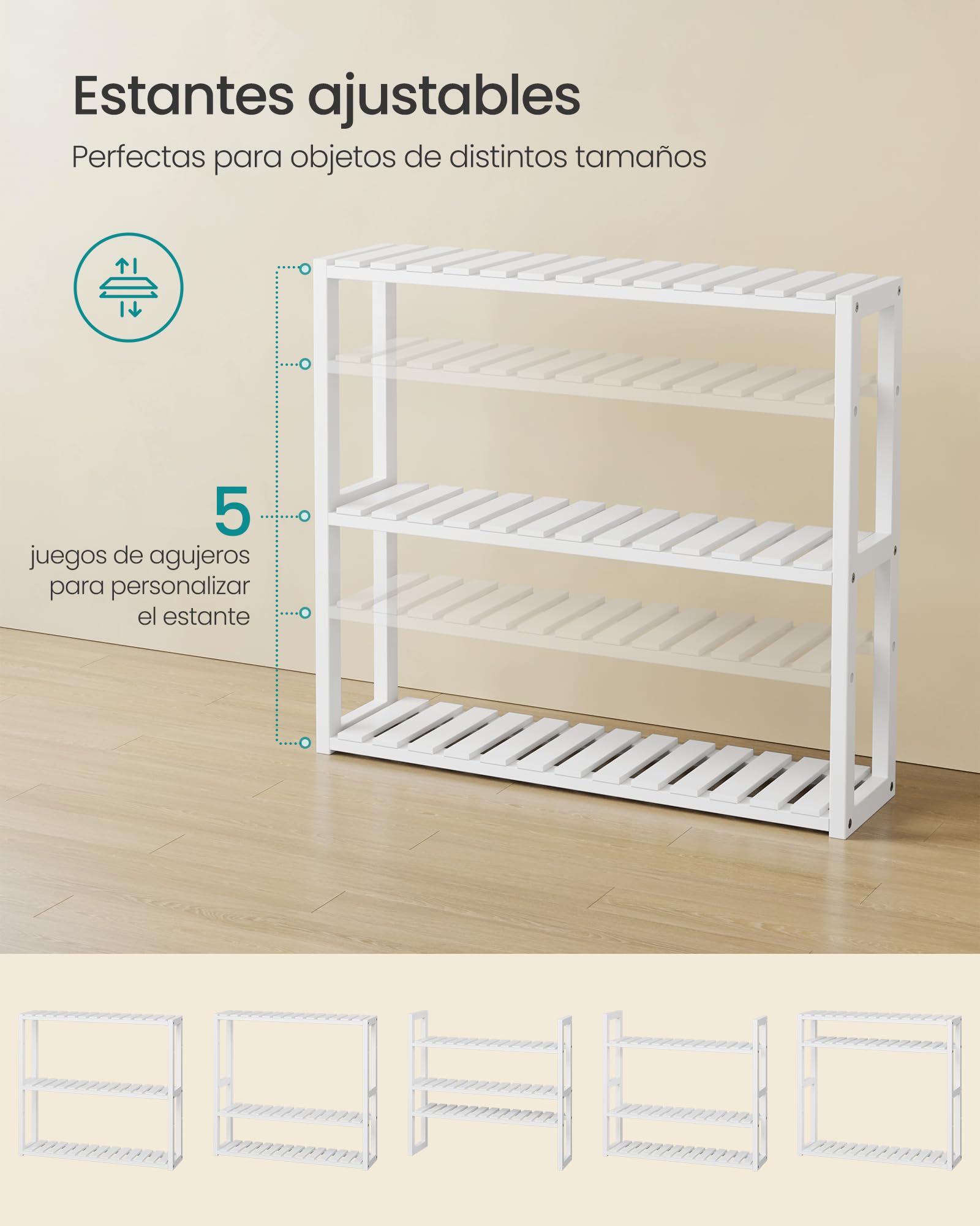 SONGMICS Estantería de Bambú para Baño 60 x 15 x 54 cm BCB13W