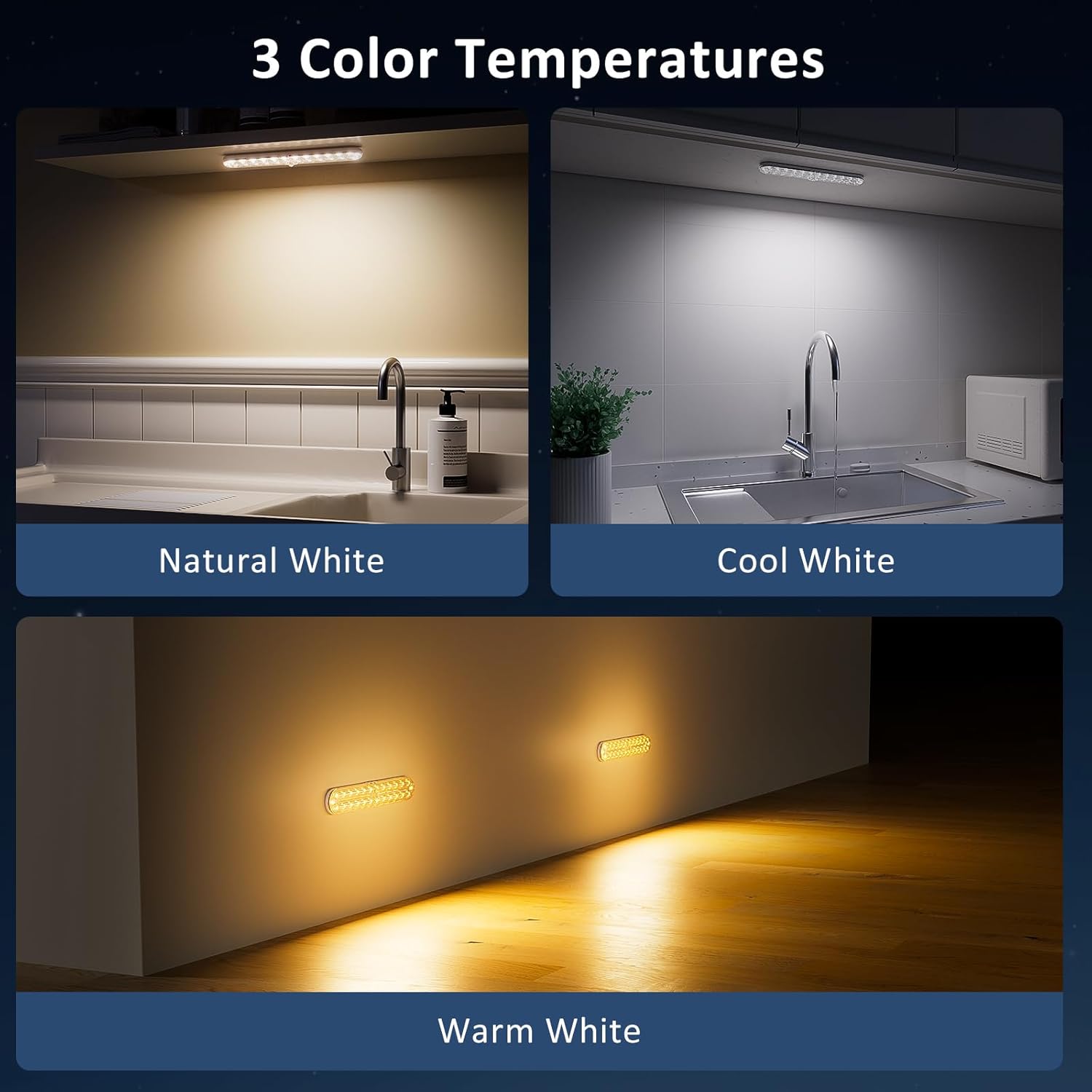 Under Cabinet Lighting Motion Sensor, Rechargeable Closet Lights Battery Operated, Wireless Dimmable LED Light Bars for Kitchen, Stairs, Pantry