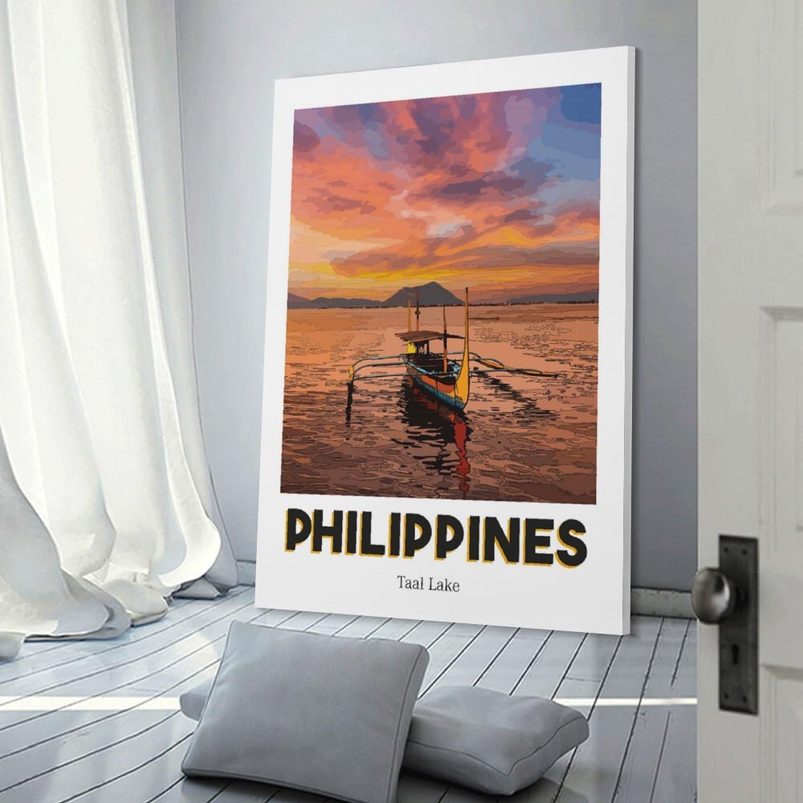 Junmoney Room Decor Wall Art TAAL LAKE, 20x30inch(50x75cm), for Home Lounge, Bedroom Or Reading Nook, Eye Catching Artwork for Blank Walls