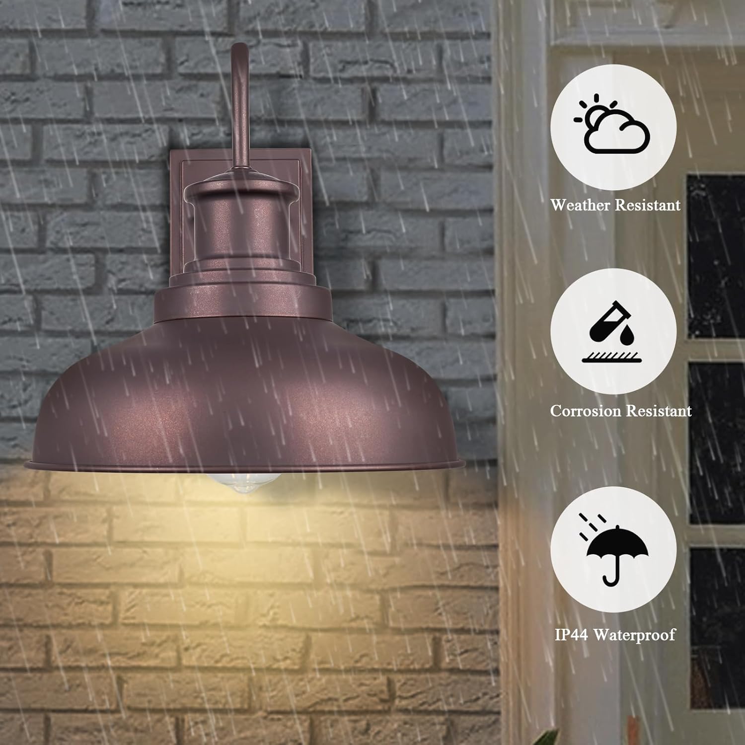 Outdoor Barn Light with GFCI Outlet, Farmhouse Exterior Wall Sconce Light, Vintage Wall Lighting Fixture Industrial Bronze Wall Lantern with Built in for Porch, Garage, STRZ037-W ORB