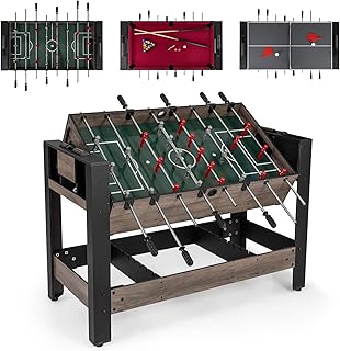 COSTWAY 2 en 1 Mesa Multijuegos Giratoria, Mesa de Juego Combinada de Futbolín y Billar para Adolescentes y Adultos, Kit de Deportes Arcade para Hogar, Sala de Juegos y Fiestas