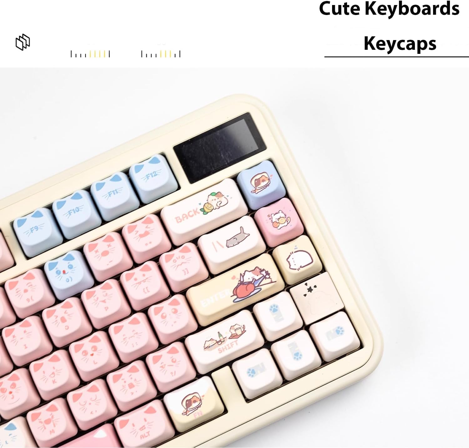 mintcaps 140keys PBT Keycaps Cute Keycaps Dye-Sublimation Cat Keycap Mao Profile Custom Keycap for 61/6