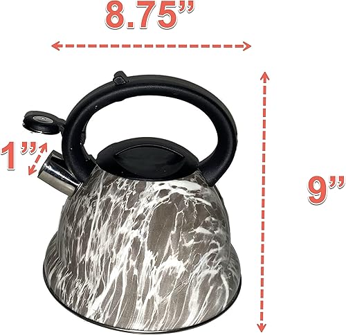 Miniatura 4 de Hervidor de cocina de silbato de 3.4 cuartos de galón para hornos eléctricos, de cerámica, de inducción, halógenos, moderno y elegante estilo de