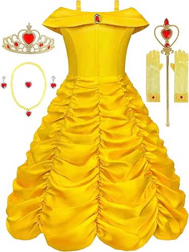 Miniatura 3 de Aoiviss Disfraz de princesa Rapunzel para niñas con Bella para Halloween, cosplay, 2 juegos, 6130