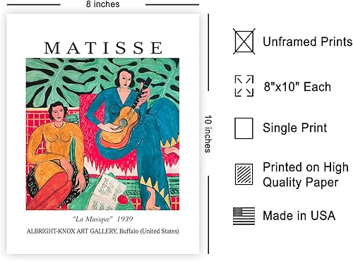 Miniatura 2 de Poster Master Póster vintage de Henri Matisse – Impresión retro de La Musique – Arte de Fauvismo – Arte de pared musical – Regalo para hombres y