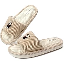 Four Seasons New House Slippers for Women's and Men's, Corduroy Fabric Casual Mute Cotton Flax slide, Non-Slip Open Toe Home Shoes, Indoor and Outdoor