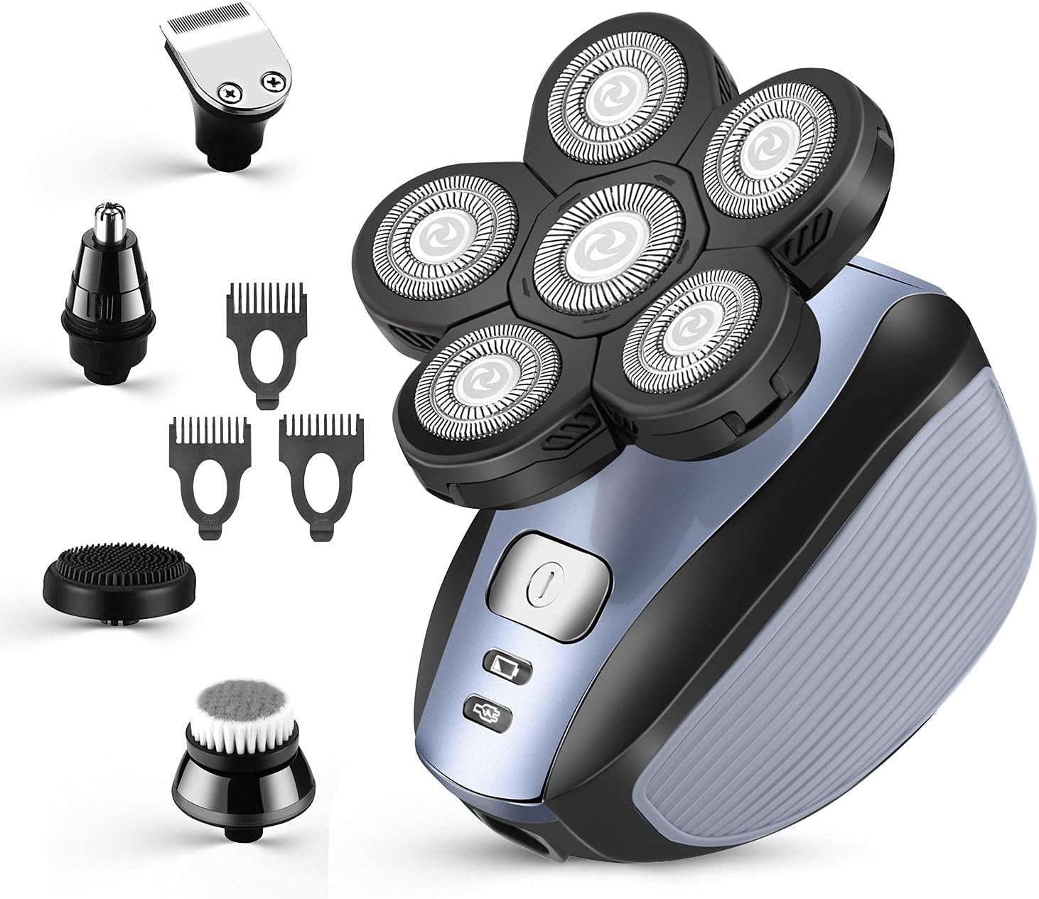 Head Shavers for Men - Upgraded Multifunctional Bald Head Shaver, Waterproof Electric Razor for Men Cordless Rechargeable Shaving Grooming Kit (Blue)