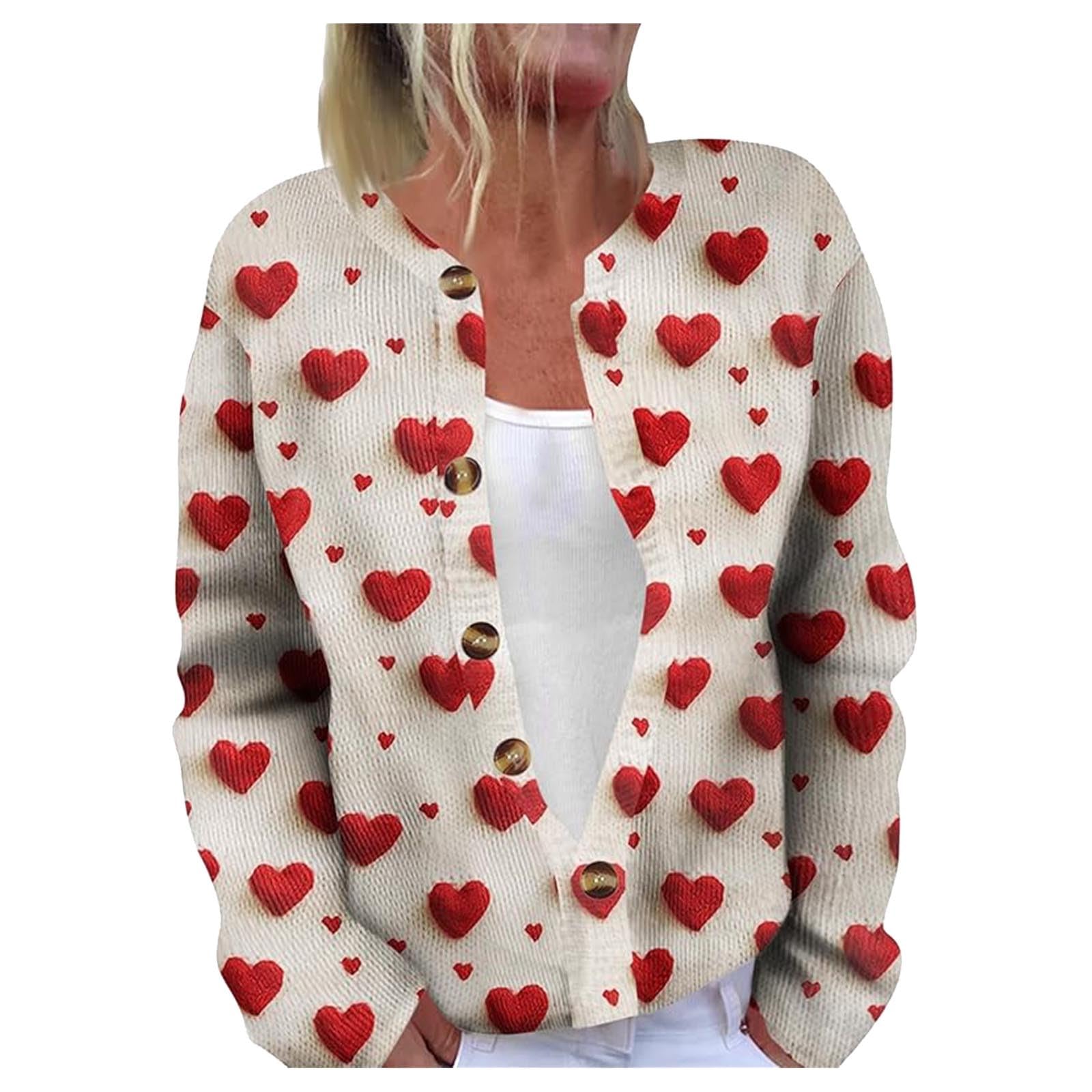 Generisch Neue, lässige Strickjacke mit Valentinstags-Print für Damen