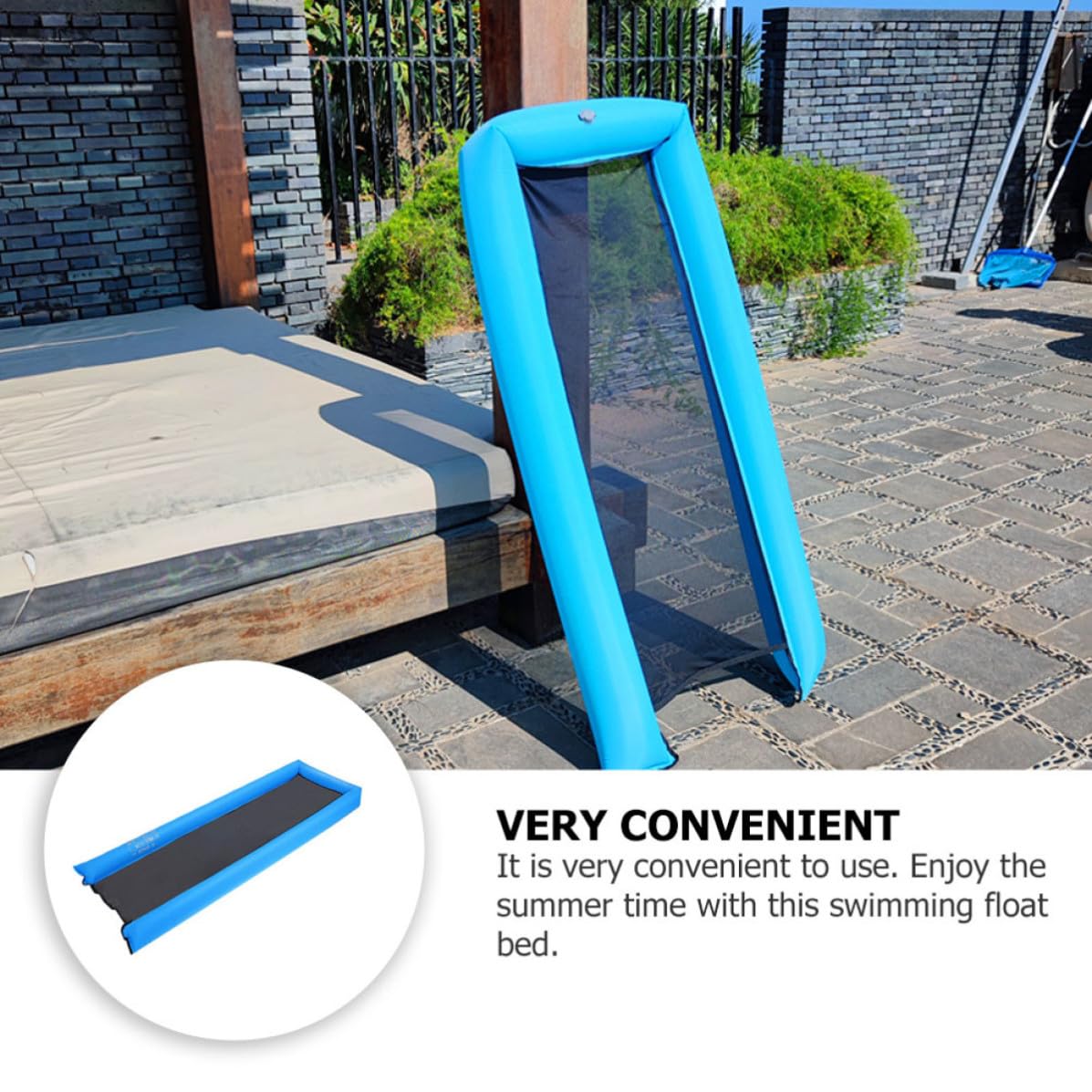 ERINGOGO Materassino Gonfiabile Leggero in Nailon Blu per Piscina Stagionale, Letto Galleggiante Portatile per Nuoto e Relax in Acqua