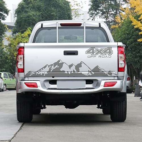 Miniatura 5 de SUNBREATH Adhesivo adhesivo para puerta trasera de camión, 4 x 4, diseño gráfico de montañas de vinilo a rayas, accesorios de decoración para