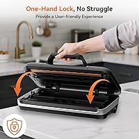 Vista 5 de 85Kpa Vacuum Sealer Machine - Kitchen Gifts, 10-in-1 Full Automatic Food Saver with Easy-Lock Handle, Built-in Cutter & Roll Storage for Dry/Moist