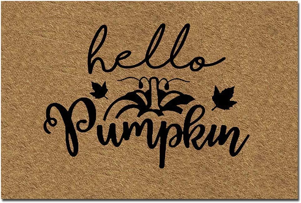 Doormat Funny Front Door Mat- Hello Pumpkin Fall Thanksgiving Doormat Fall Doormat Non Slip Floor Mat for Home Bathroom Kitchen Entrance 30X18 Inch