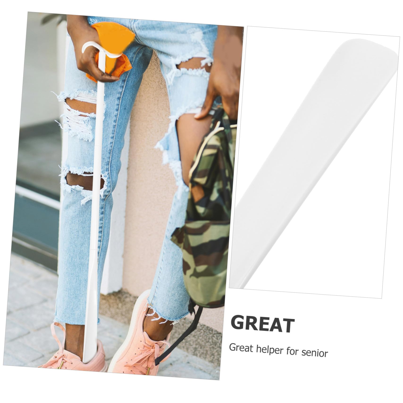 SEWOART Dressing and Sock Wearer Shoe Lifter Long Handled Shoe Horn Shoe Stick Helper Telescopic Dressing Stick Sock Aid Pregnant Shoe Horn Stocking Applicator White Abs