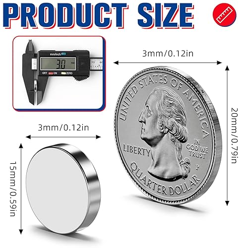 Vista 21 de Paquete de 30 barras de imanes fuertes y resistentes, 0.787 x 0.197 x 0.079 in, pequeños imanes de tierras raras, mini tira de imanes de neodimio